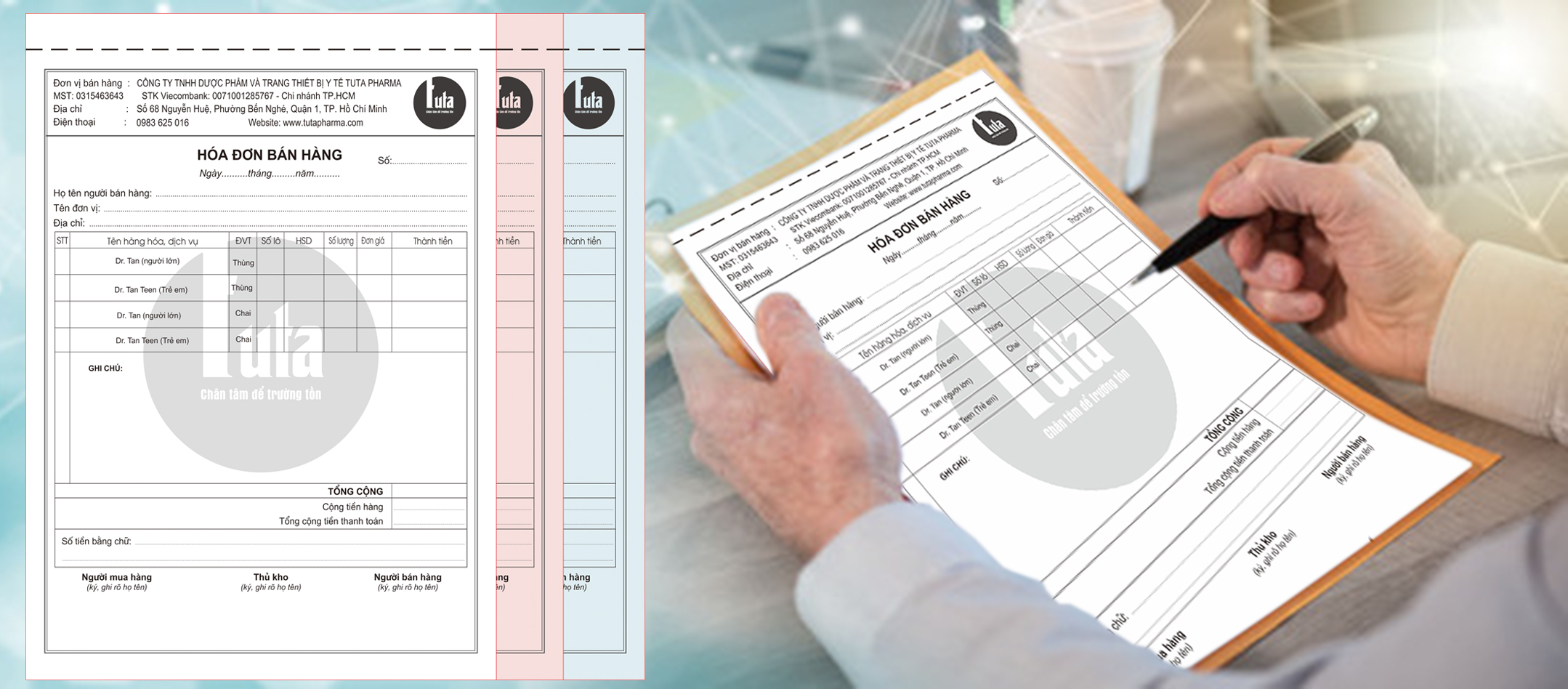 In hóa đơn bán lẻ 2 liên, 3 liên khổ A4, A5, A6 giá rẻ tại Tp.HCM
