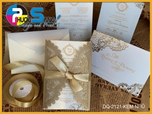 Mẫu DQ-2121-KEM NHU | Thiệp cưới đẹp rẻ HCM