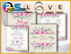 Mẫu DQ-2134-Offset | Thiệp cưới in hoa trang nhã đẹp