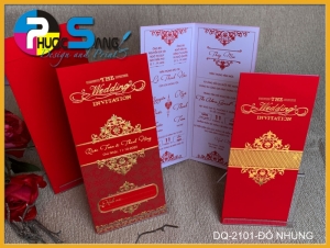 Mẫu DQ-2101-DO NHUNG | Thiệp cưới mẫu đẹp