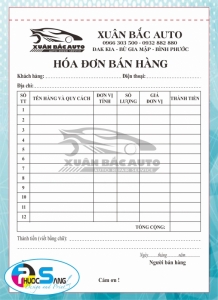 In hóa đơn bán hàng Auto, Salon xe hơi