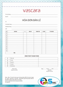 Hóa đơn bán hàng, hóa đơn bán lẻ thời trang cao cấp Vascara