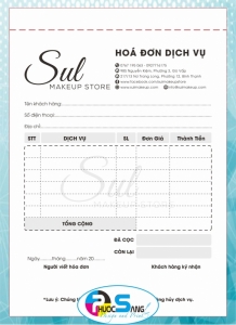 Mẫu hóa đơn dịch vụ shop thời trang, makeup