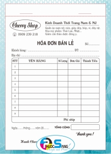 Mẫu hóa đơn bán lẻ, bán hàng shop kinh doanh thời trang