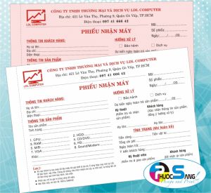 In phiếu biên nhận - Phiếu nhận mấy cho các shop công nghệ