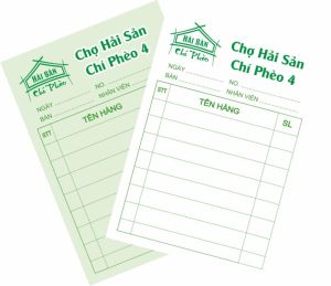 Mẫu order nhà hàng dạng 2 liên in 1 màu giấy carbonless