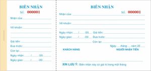 Mẫu biên nhận kích thước 10cm x 20cm in 1 liên giấy ford