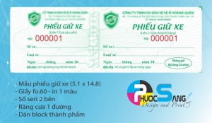 Dịch vụ in phiếu giữ xe cho công ty bảo vệ và các bãi trông giữ xe