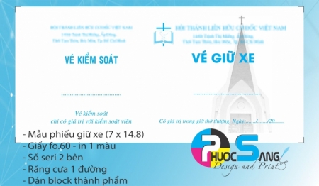 Mẫu phiếu giữ xe Hội thánh Cơ đốc giáo