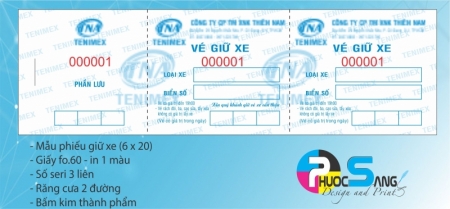 Nhận in phiếu giữ xe các loại cho siên thị, cty bảo vệ
