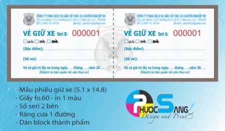 In phiếu gửi xe cho các công ty bảo vệ và các bãi trông giữ xe gắn máy