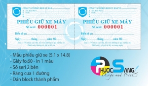 Chuyên in phiếu giữ xe công ty bảo vệ, bãi giữ xe