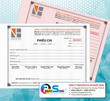 Xưởng in phiếu chi giá rẻ | In phiếu chi số lượng ít tại Tp.HCM